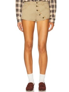 Lioness Stone High-Waist Button-Front Shorts